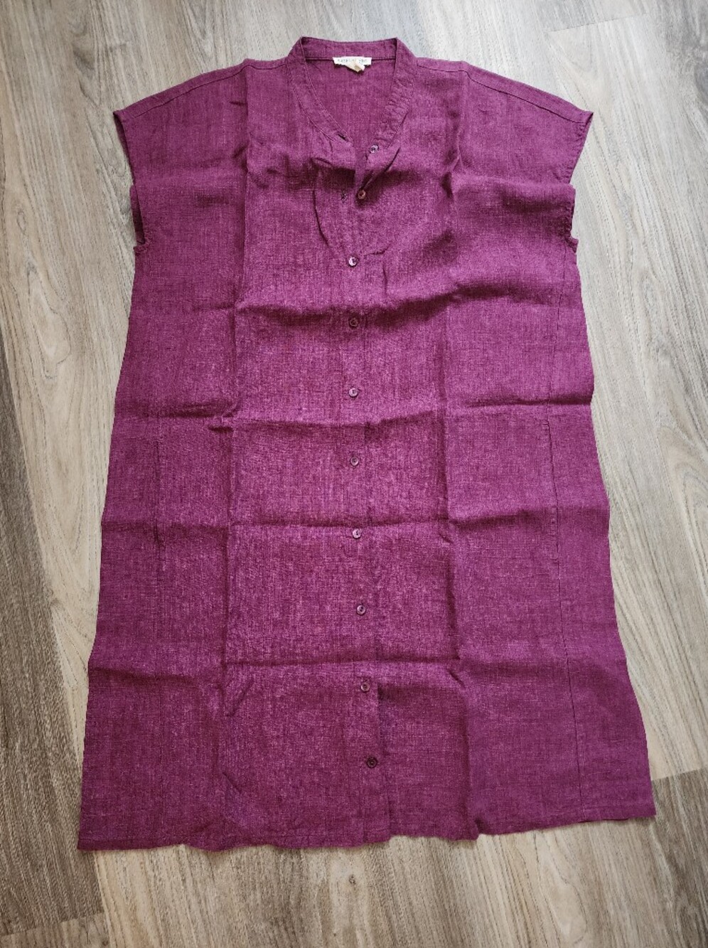 Eileen Fisher Plum Button-Front Linen Blend Pencil Skirt